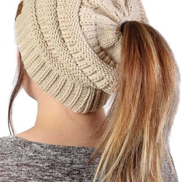 CC  Messy bun ! Ponytail Beanie Hat Cutest - Picture 12 of 16